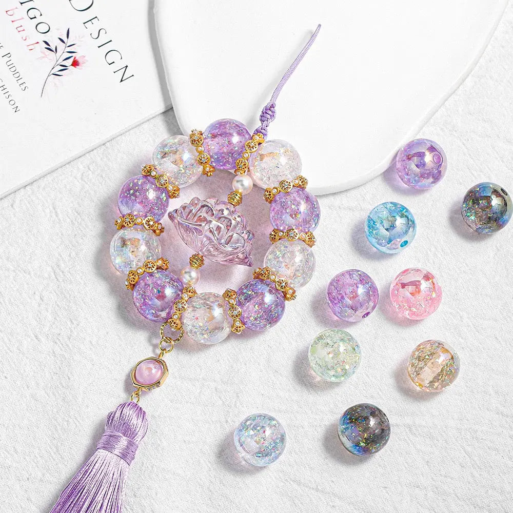 FS1253- 16MM Round Mixed Color Glitter Resin Beads Fit For Beadable Pens Zoe's DIY Shop